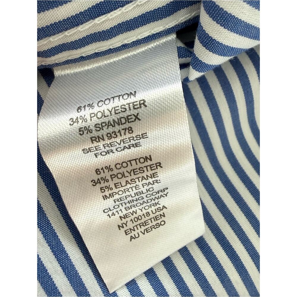 Tahari women cotton blouse white/blue striped size S/P - Picture 8 of 8